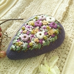 手刺繍ブローチ★ブーケブローチ・パープル系