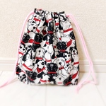 新作USAモノトーン 犬柄巾着袋