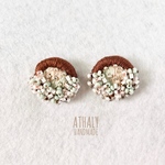ピアス／イヤリング ⚪︎◯bubbles⚪︎*mint chocolate ビーズ刺繍 