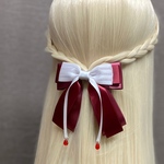 バラ色リボンのバレッタ