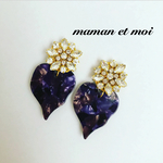 大ぶり♡ビジュー×揺れるハートピアス(イヤリング)