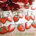 ぷっくりスライスいちご ピアス、イヤリング🍓