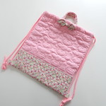 K様専用　リボンも可愛い♡くまステッチパステルPink×花柄のナップサック