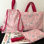 入園入学バックセット 北欧花柄 ピンクのレッスンバック3点セット  入園準備 入学準備
