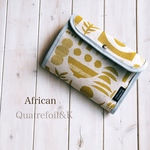 Africanアフリカン柄 母子手帳メモリーケース1〜2人用  yellow