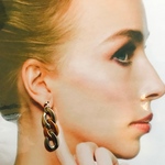 大ぶり チェーンピアスシルバー×ゴールド3連フープ