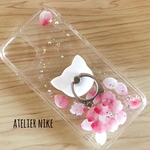 春待ち~花猫 桜 花びら スマホケース iPhoneケース ねこ スマホリング iPhone11 Galaxy Xperia 