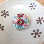 花柄刺繍ヘアゴム  刺繍ブローチ