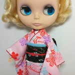 ブライス 着物 振袖 リカちゃん着物 振袖 No.167 ピンク 桜流水