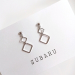 【送料無料】ダブルスクエア（シルバー）　ピアス/イヤリング
