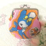 レトロポップパッチワーク柄 がま口ポーチ85　バンビ&気球