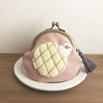 メロンパンからひょっこり文鳥さんのがま口