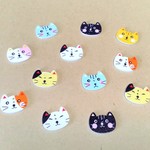 【送料無料☆】ウッドボタン♥猫 12個セット