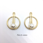 【再販】4pcs・幾何学サークル import パールチャーム　b-119