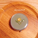 dryflower ピルケースsilver ＆ green circle/ドライフラワー レジン
