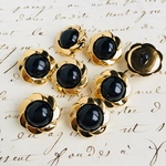 ■NEW■10個入■18mm■ビンテージボタン (フラワー　ブラック)　 [1222-18] アクセサリーに!