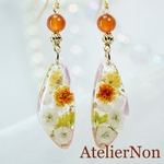 #514フラワーピアス・イヤリング_オレンジ
