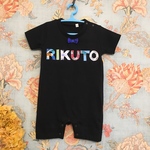 再販×10‼︎黒のお名前入りロンパース,80cm