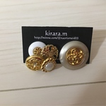 ] ♫アンティークボタン　ピアス