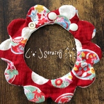 ペット用もくもくスタイ♥ポップ松竹梅柄(レッド)♥鈴・リボン別オプション