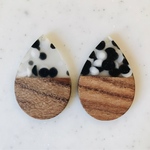 Clear White Black Dot Wood Drop Pendant Tops
