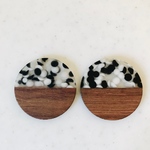 Clear White Black Dot Wood Circle Pendant Tops