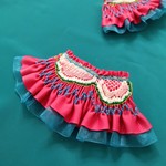 スモッキング刺繡のフリルバレッタ&ブローチ〝Thumbelina petal″