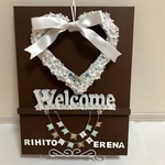 ウェルカムボード　結婚式  ハート型リース取り外し名入れ可