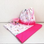 給食セット♡ふんわりスイーツの給食袋＆ランチョンマット(40☓60)／ピンク