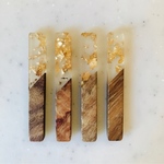 Clear Gold Powder Wood Long Rectangle Pendant Tops