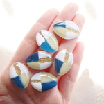 6個 24×17mm 大人ラメ 樹脂カボション 