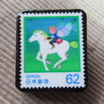 日本　馬切手ブローチ 5811