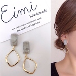 【EIMI】クリアグレーマーブル×ゴールドフープⅡ＊ ピアス/イヤリング