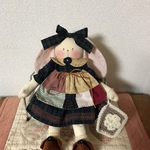 耳垂れうさぎ（グリーンチェック）モチーフ付き