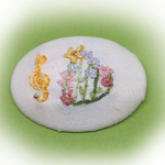 刺繍ブローチ（お花のハープ）