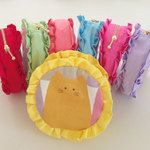 半額セール / ５０％OFF SALE --- マカロンポーチ / 猫ポーチ  ＊カラフルキャット - レモン＊