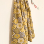 ＊和モダン♪花柄 綿麻ロングティアードスカート(yellow)＊