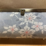 送料無料！大島紬がま口長財布