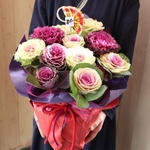 感謝セール★花束のようなきらきら葉牡丹寄せ植え