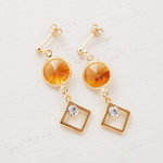 Vintage Round Swarovski×Rhombusピアス