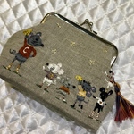 M様用ネズミさんの行進刺繍がま口ポーチ☆