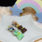 ヘアクリップ ミニ グリーン＆ブラウン