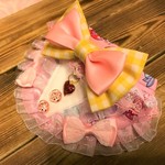 犬・猫の首輪　約27~30　cocochanバンダナチョーカー　ピンク・バレンタインデー・リボン・ハート