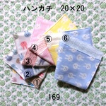 ハンカチ 20×20 色選択 うさぎ ダブルガーゼタオル 169