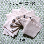 ハンカチ 20×20 柄選択 刺繍生成り ダブルガーゼタオル 170