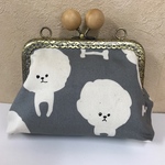ワンチャン柄❣️がま口ポーチ
