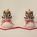 number4様オーダー品　鏡リス　シマリス鏡もち　羊毛フェルト