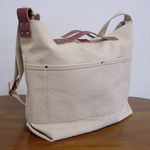 bobuさまオーダー品 ８号帆布2WAYショルダー（薄ベージュ×ブラウン革）