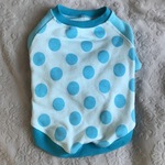 水色ドットのラグランTシャツ（Lサイズ）