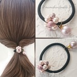 艶々ピンクのヘアゴム